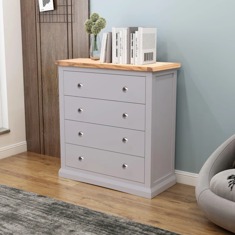 Image of Cabinet Bits Rocca 4 Drawer Chest of Drawers Chrome Knob in Grey Grey Unisex