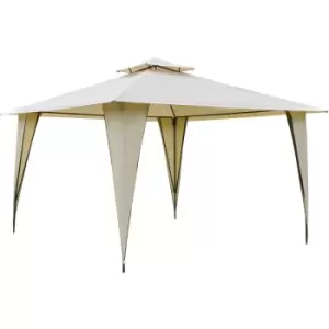 Image of Outsunny 3.5x3.5m Side-Less Outdoor Canopy Gazebo 2-Tier Roof Steel Frame Beige