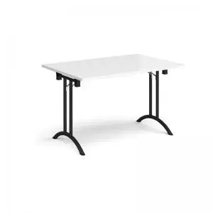 Image of Rectangular folding leg table with Black legs and curved foot rails