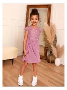 Image of Chi Chi London Younger Girls Embroidered Midi Dress - Purple, Red, Size 3 Years, Women