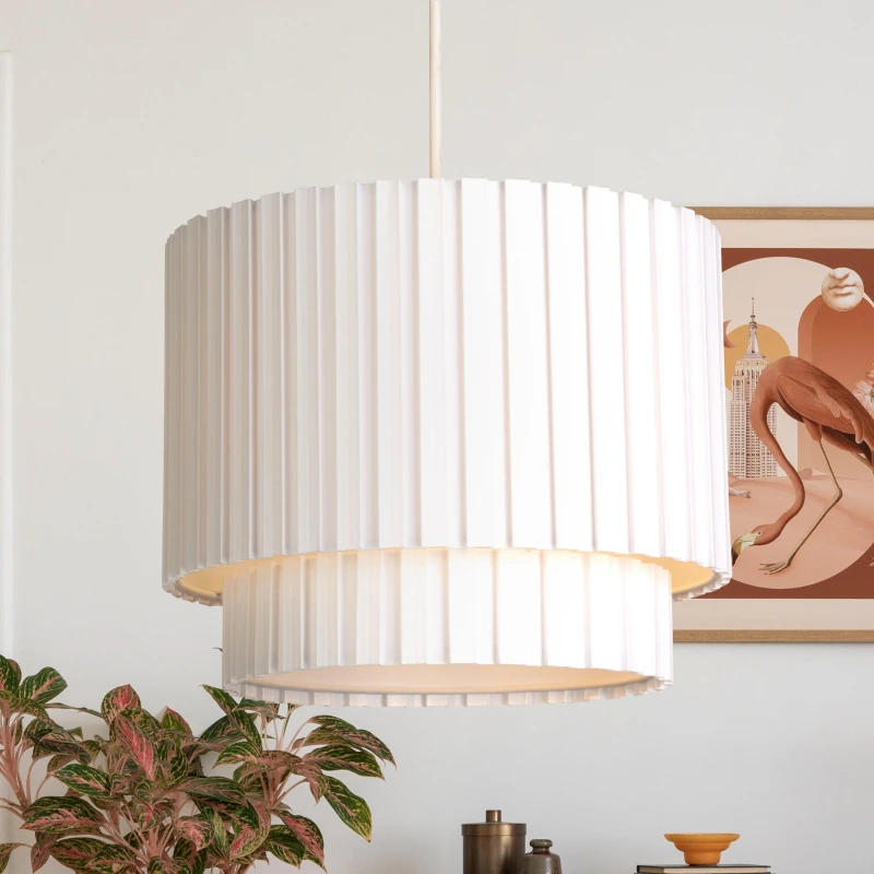 Image of SO'HOME 30cm White 2-Tier Box Pleat Drum Shade White ONE SIZE