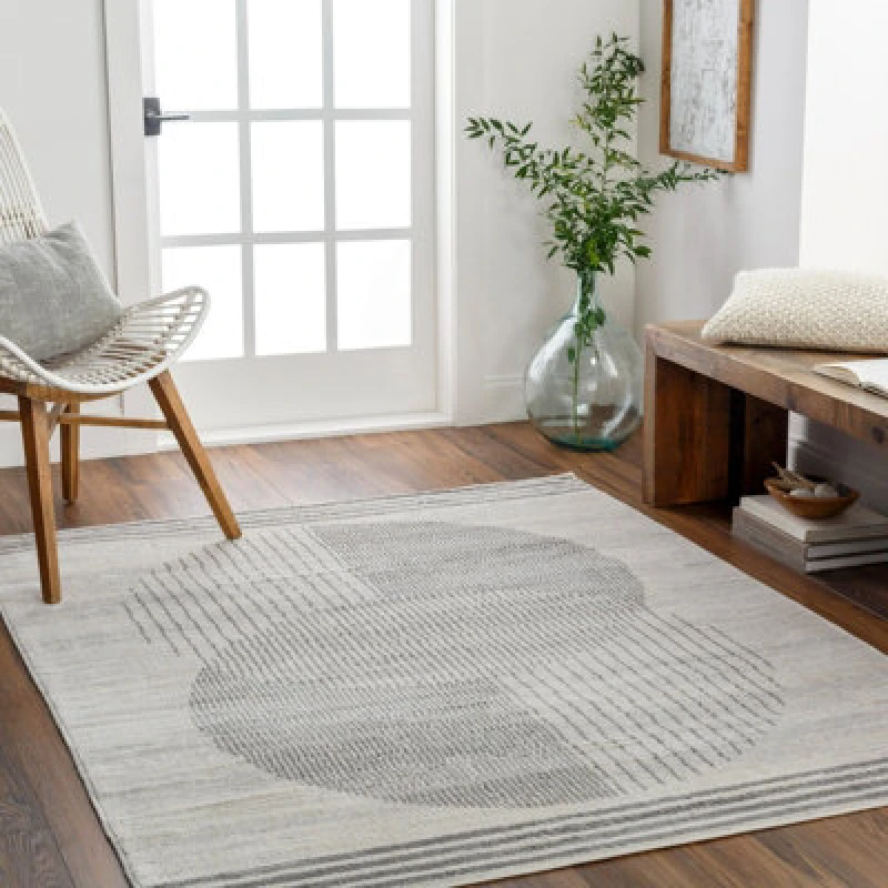 Image of Livabliss Scandi Geometric Grey Enso2 Area Rug 200 X 275cm - Easy Care, Non Shedding, Ideal For Living Room & Bedroom
