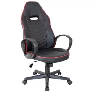 Image of Vinsetto Home Office Faux Leather Executive Chair High Back Desk Gaming Gamer Swivel Chair Adjustable Height, Wheels, Arm, Black Red