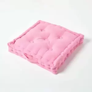 Image of Cotton Pink Floor Cushion, 50 x 50cm - Pink - Homescapes