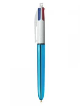 Image of Bic 4 Colour Shine Blue Body 1.0mm Point 0.4mm Line PK12