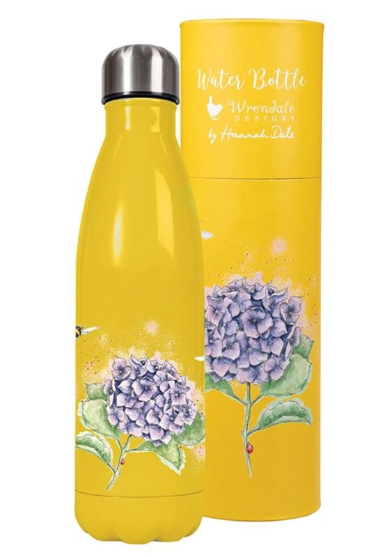 Image of Wrendale Designs Hydrangea Bee Design Reusable Water Bottle 500ml Multi unisex