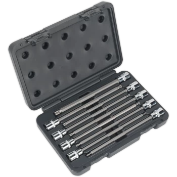 Image of Sealey 9 Piece 3/8" Drive Long Reach Torx Socket Bit Set 3/8"