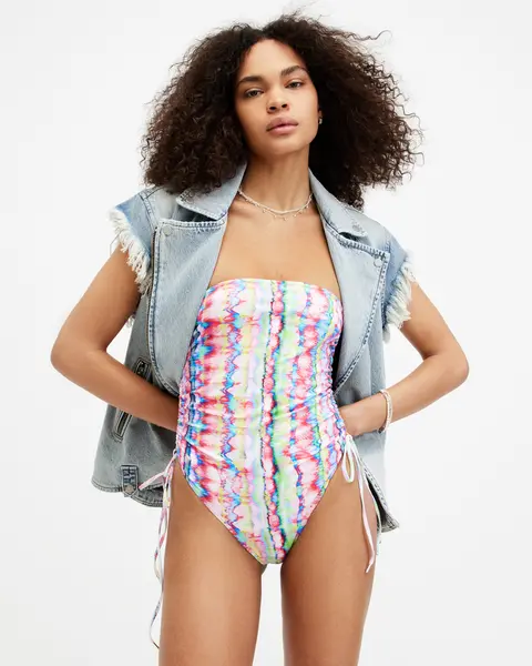 Image of AllSaints Elisa Ruched Bandeau Swimsuit