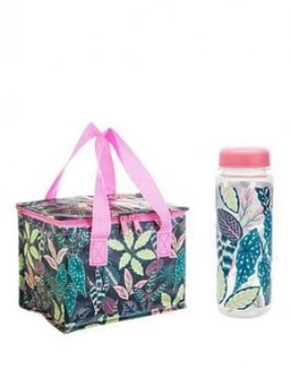 Image of Sass & Belle Variegated Leaves Lunch Bag And Water Bottle