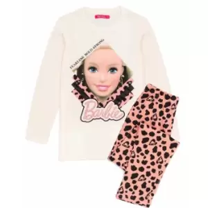 Image of Barbie Girls Long Pyjama Set (3-4 Years) (Off White/Peach/Black)