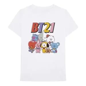 Image of BT21 - Colourful Squad Unisex Medium T-Shirt - White
