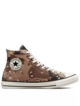 Image of Converse Chuck Taylor All Star Camo Canvas Hi Top Plimsolls - Khaki/Brown, Khaki Brown, Size 9, Men