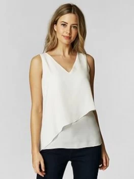 Image of Wallis Petite Double Layer Asymmetric Cami - Ivory, Size 16, Women