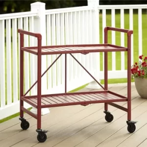 Image of Intellifit Folding Serving Cart with 2 Slatted Shelves Red, red
