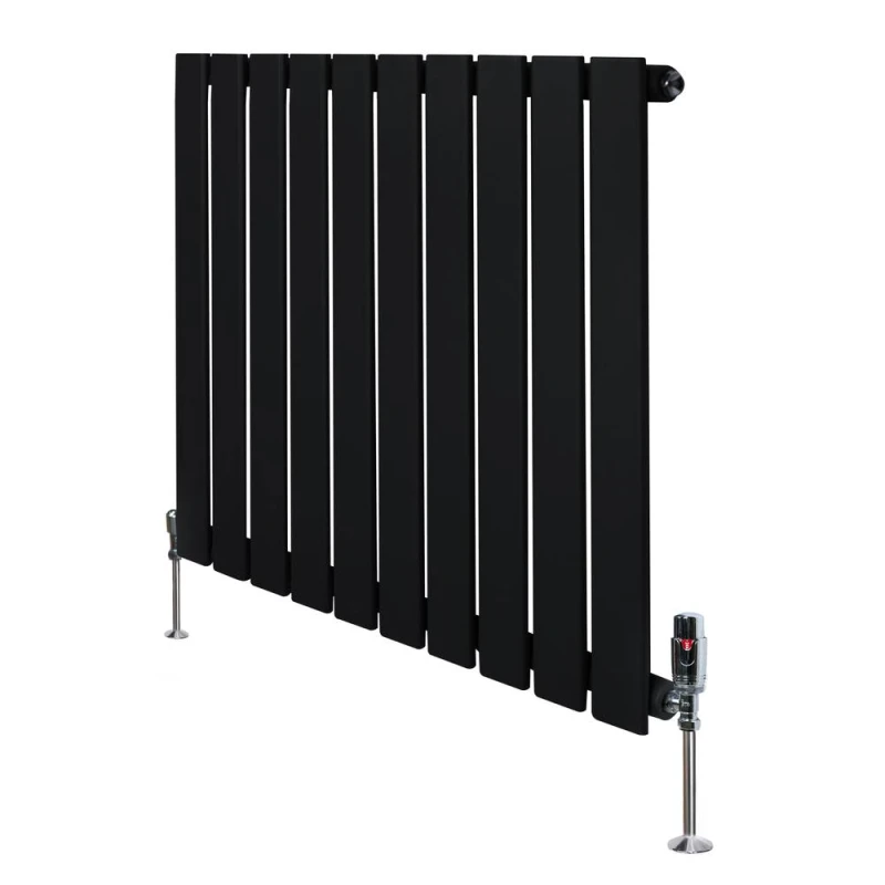 Image of Monstershop Flat Single Column Radiator & Valves - 600mm x 700mm - Black Unisex