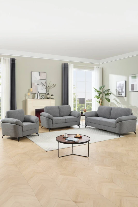 Image of More4Homes Malmo Modern Scandi Style Fabric Living Room 1+2+3 Seater Sofa Set (Grey)