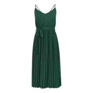 Image of Mela London Green Pleated Strappy Midi Dress - Green