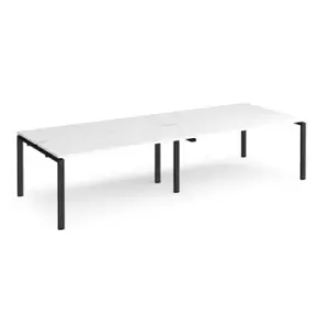 Image of Bench Desk 4 Person Rectangular Desks 3200mm White Tops With Black Frames 1200mm Depth Adapt