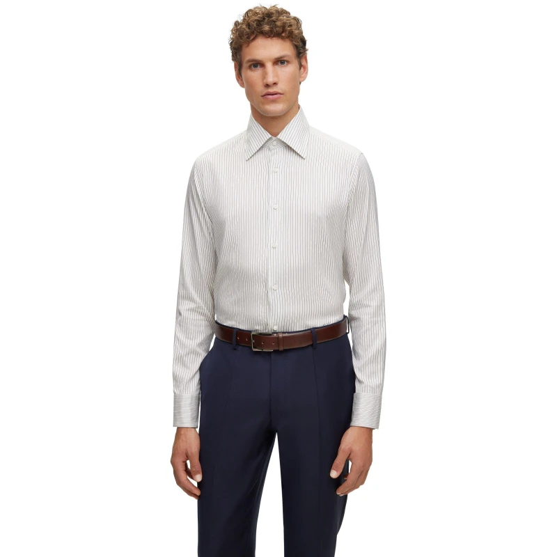 Image of Boss Mens Long Sleeve Plain Shirt Blue male 14.5 inch