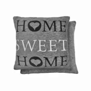 Image of Emma Barclay Home Sweet Home Jacquard Cushion (Pair) Cover In Silver