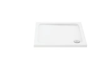 Image of Wickes Square 45mm White Cast Stone Shower Tray - 800mm