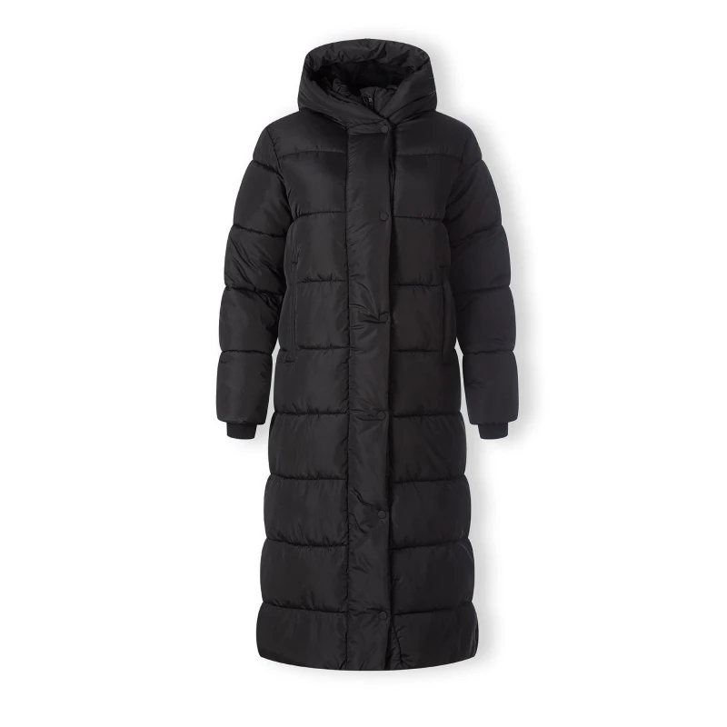 Image of Minoti Women long padded winter coat with hood and zip pockets Black female 8 (XS)