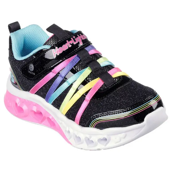 Image of Skechers Girls Flutter Heart Lights Rainbow Bestie Trainers UK Size 12 (EU 30)
