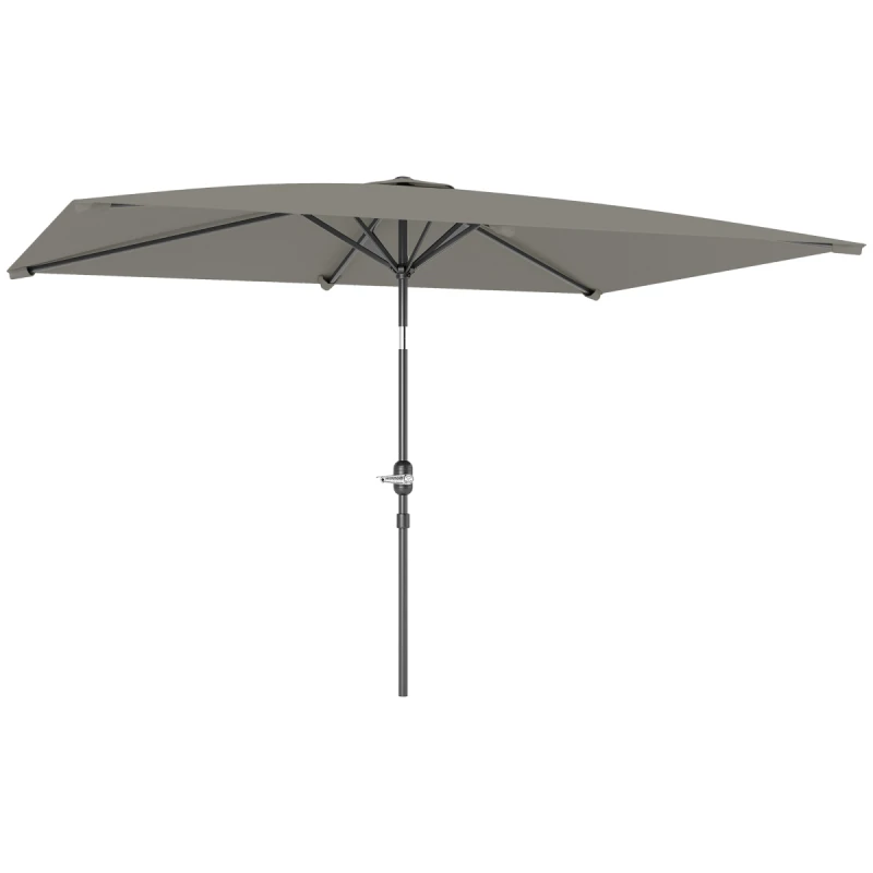 Image of Outsunny 3x2m Garden Parasol Canopy Tilt Crank 6 Ribs Sun Shade Light Grey 84D-013V00LG