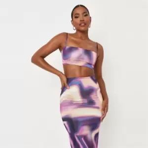 Image of Missguided Cowl Nck Crop Top Marble - Purple