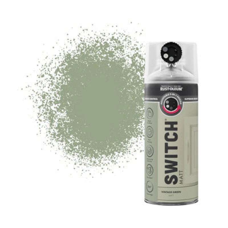 Image of RUST-OLEUM Rust-Oleum Switch Spray Paint 400ml - Matt - Vintage Green AE0733400UK