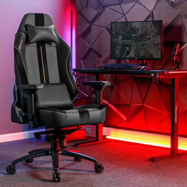 Image of X Rocker Onyx Ergonomic PC Gaming Chair - Black & Gold