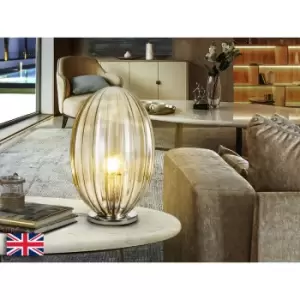 Image of Schuller Lighting - Schuller Ovila Globe Table Lamp Chrome Plated Cognac E27