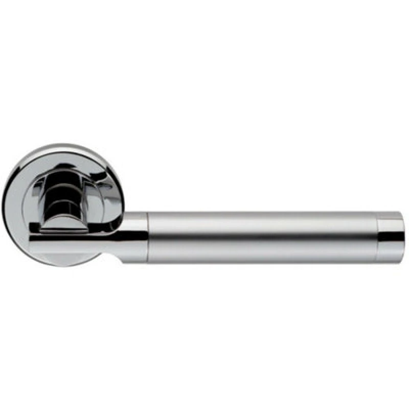 Image of Loops PAIR Round Bar Handle on Chamfered Edged Round Rose Satin & Polished Chrome Multi