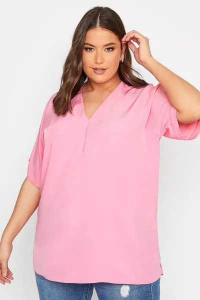 Image of Yours V-Neck Top Pink