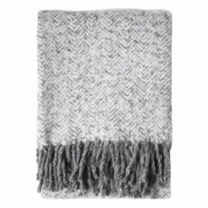 Image of Crossland Grove Herringbone Faux Mohair Throw Grey 1300x1800mm