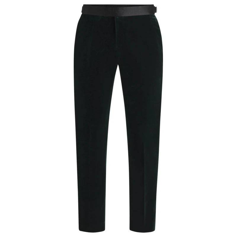 Image of Boss Mens H-Genius-Tux Slim Fit Suit Trousers Open Green 385 male 30 Reg