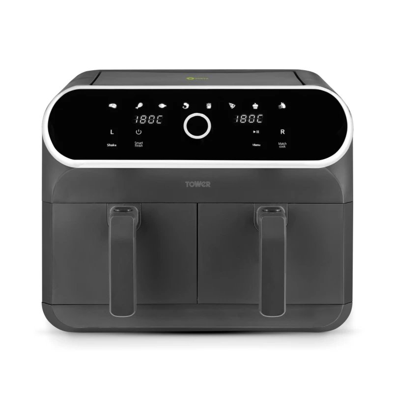 Image of Tower Tower T17194 Elite Dual Basket Air Fryer in Grey Grey A Unisex 5056784512487