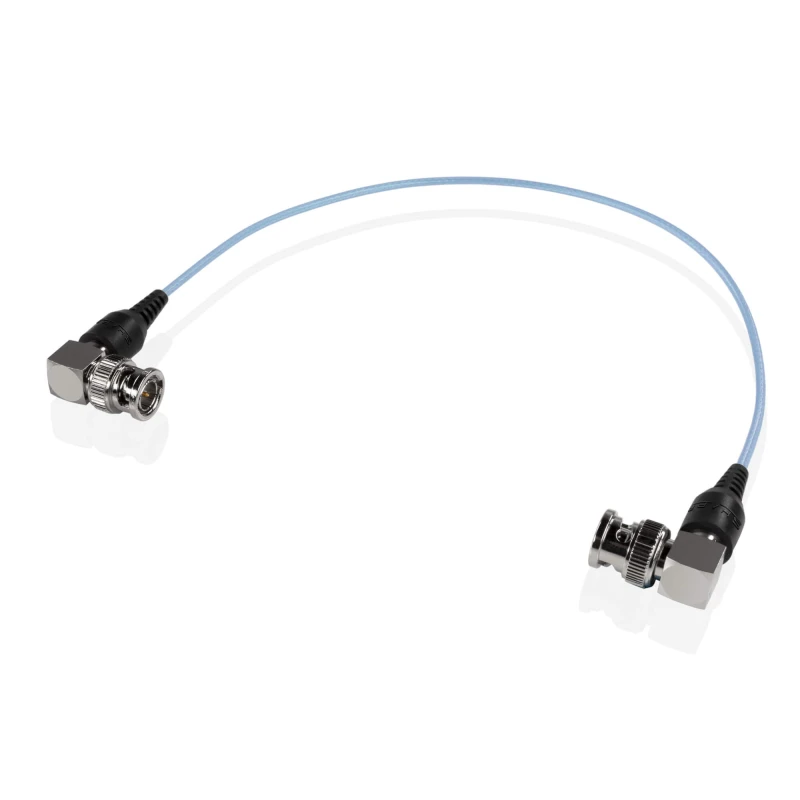Image of Shape skinny 90-degree BNC cable 12" blue