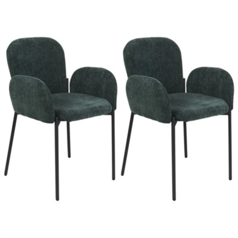 Image of Beliani Set Of 2 Dining Chairs Albee Dark Green