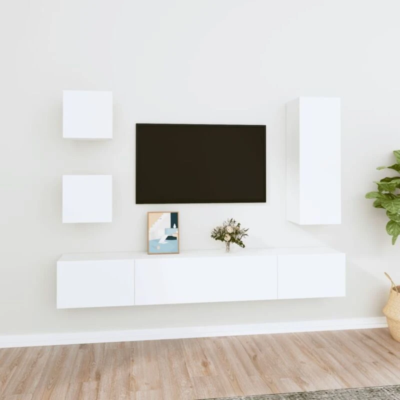 Image of VIDAXL 5 Piece tv Cabinet Set White Engineered Wood Vidaxl 8720287105848