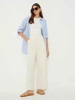 Image of Dorothy Perkins Wide Leg Cotton Trouser - Ecru, White, Size 16, Women