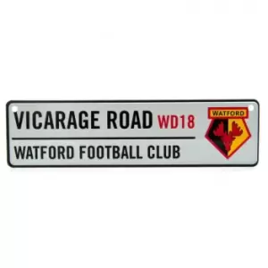 Image of Watford FC Vicarage Road Window Sign (7cm x 26cm) (Grey/Black/Red)