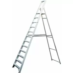 Image of Loops - 2.6m Aluminium Platform Step Ladders -12 Tread-4.2m Work Height heavy duty Steps