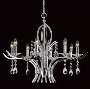 Image of Turin Chrome With Crystal 8 Arm Chandelier