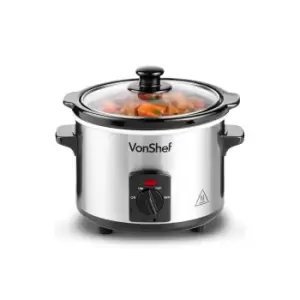 Image of VonShef 1.5 Litre Stainless Steel Slow Cooker