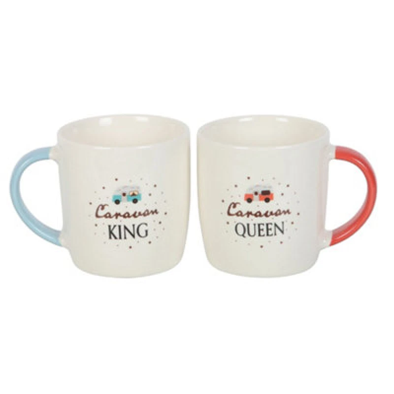 Image of Something Different Something Different Caravan King and Caravan Queen Couple Mug Set Pack of 2 in White White One Size Unisex 5063703960243