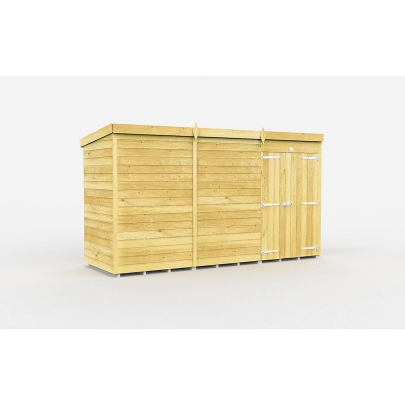 Image of Buttercup Farm 11 x 4 Feet Pent Shed - Double Door W/O Window - L118 x W329 x H201cm in Brown Brown Unisex