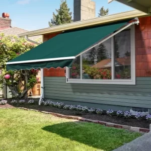 Image of HOMCOM Manual Retractable Awning, size (3.5m x 2.5m)-Green