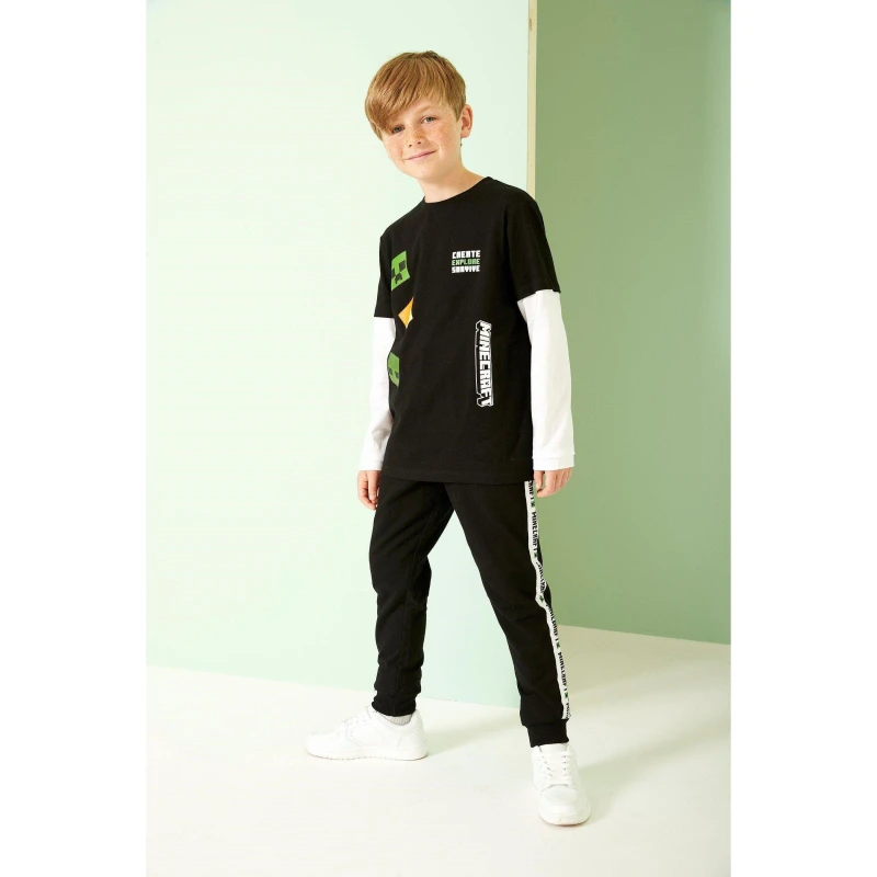 Image of Character Boys Minecraft Longsleeve T-Shirt - Black 6 - 7 Years