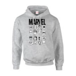 Image of Marvel Comics Multi-Faces Mens Grey Pullover Hoodie - M - Grey